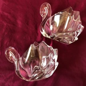 Glass Swan Candle Holders